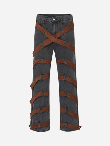 Makersluxe® - American Strappy Embellished Jeans