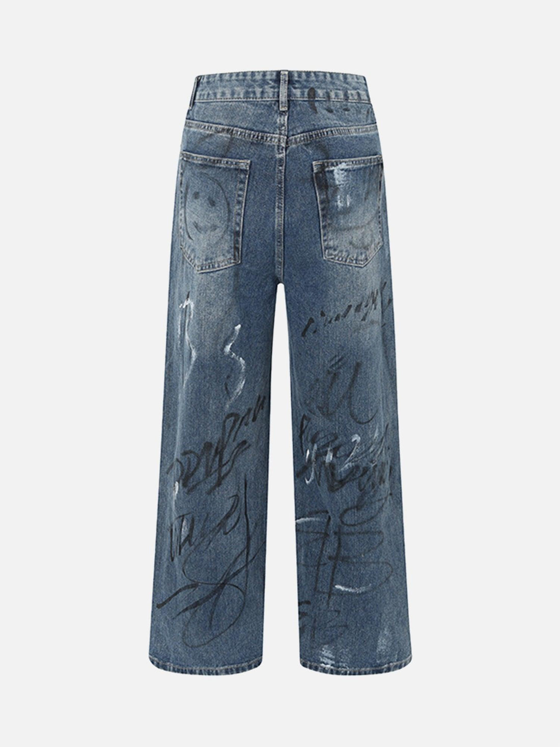 Makersluxe® - American Street Fashion Fun Graffiti Washed Distressed Jeans