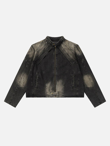 Makersluxe® - American Street Fashion Heavy Duty Washed Denim Jacket