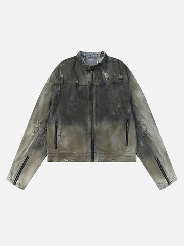 Makersluxe® - American Street Fashion Heavy Duty Washed Denim Jacket