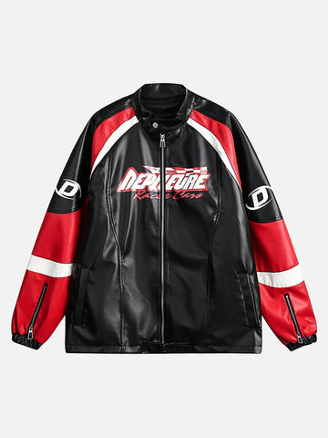 Makersluxe® - American Trendy Patchwork Motorcycle Style Jacket