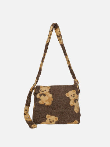 Makersluxe® - Bear Print Sherpa Shoulder Bag