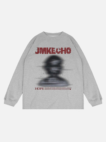Makersluxe® - Blurred Silhouette Print Long Sleeve T-shirt