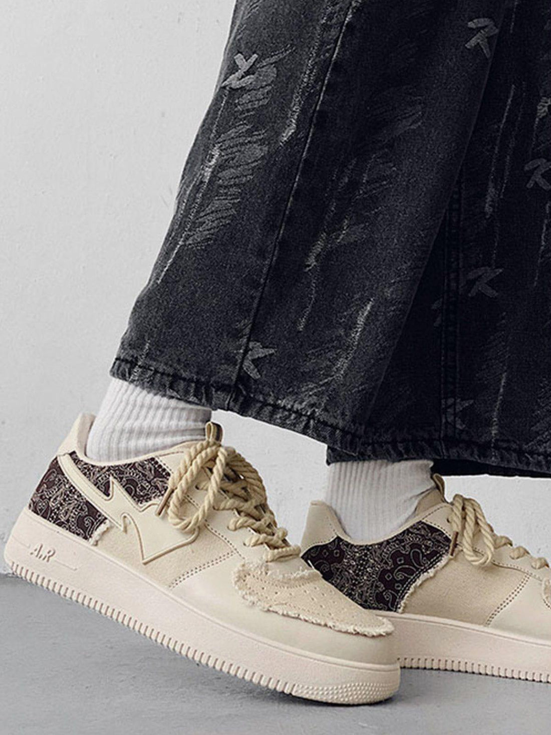 Makersluxe® - Cashew Flower Patchwork Canvas Shoes