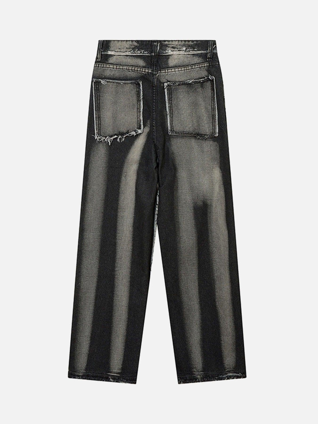Makersluxe® - Cat Whiskers Raw Edge Patchwork Jeans - 1784