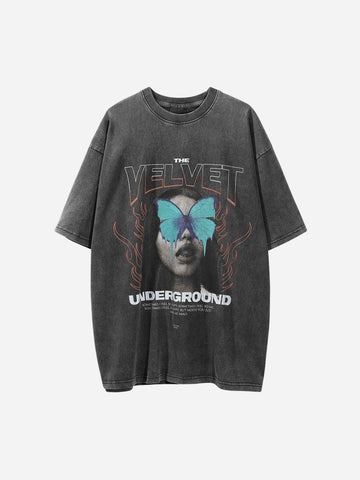 Makersluxe® - Character Printed Washed & Aged T-Shirt