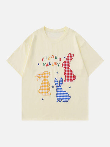 Makersluxe® - Checkered Rabbit Patchwork Tee