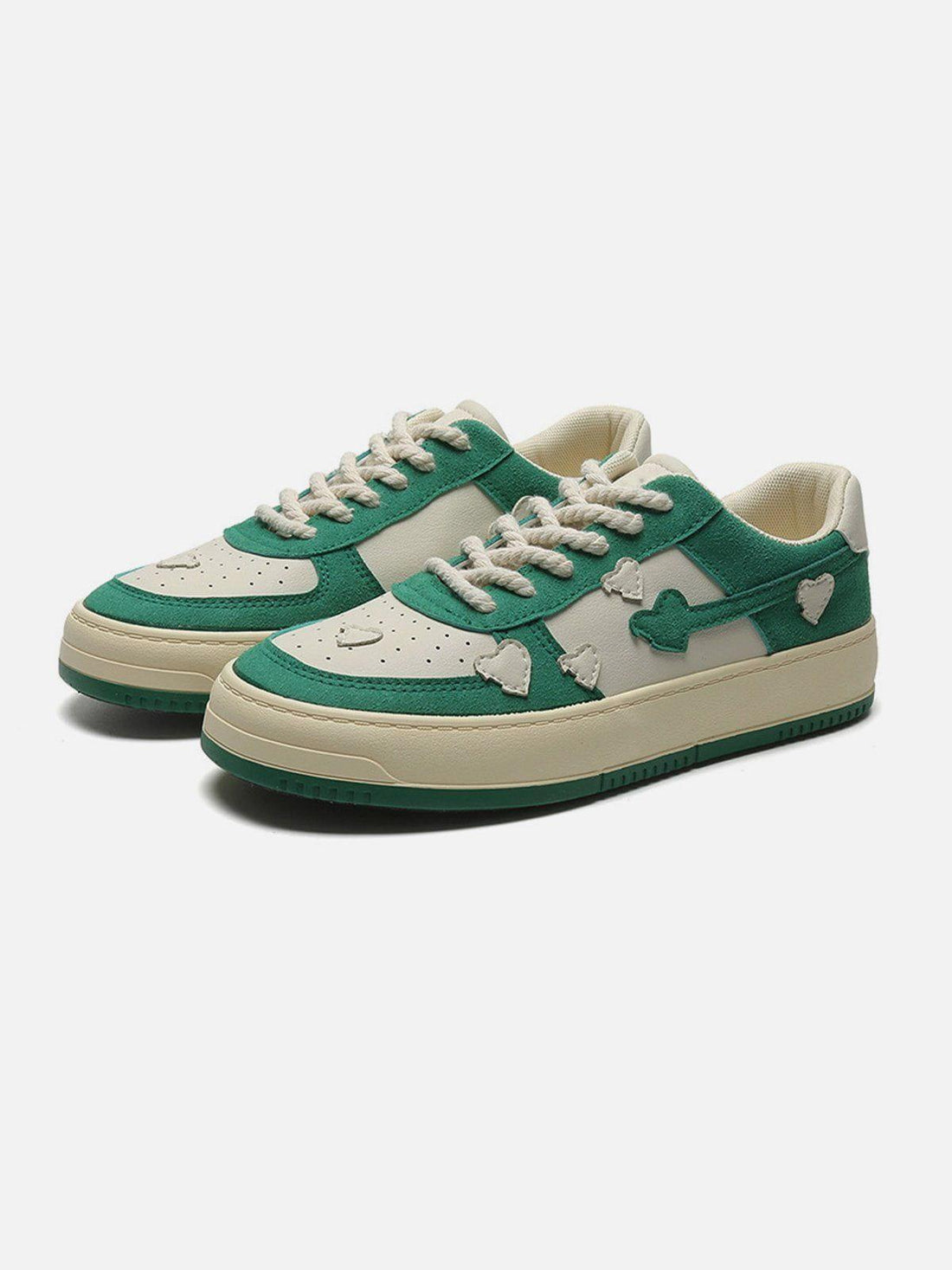 Makersluxe® - Color Contrast Heart Design Casual Shoes