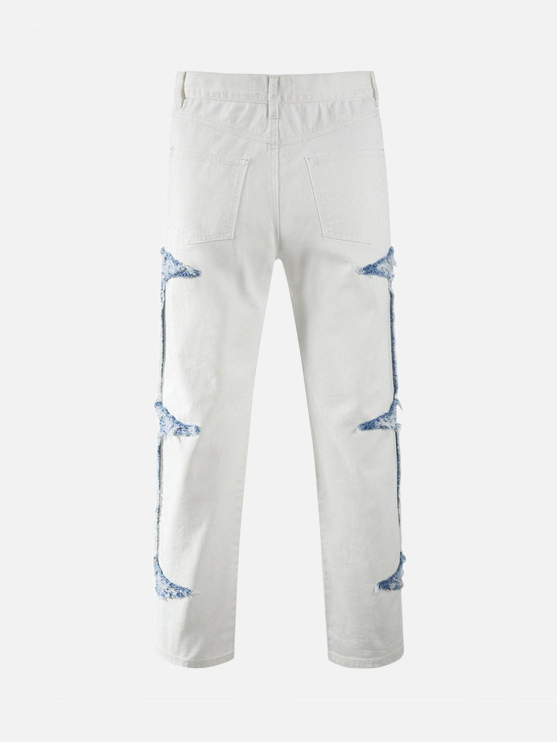 Makersluxe® - Color-blocking Ripped Straight-leg Jeans