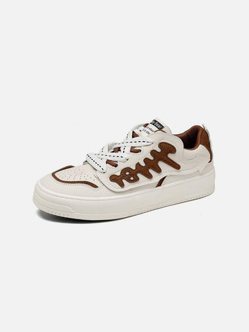 Makersluxe® - Colorblock Abstract Fishbone Graphic Casual Shoes