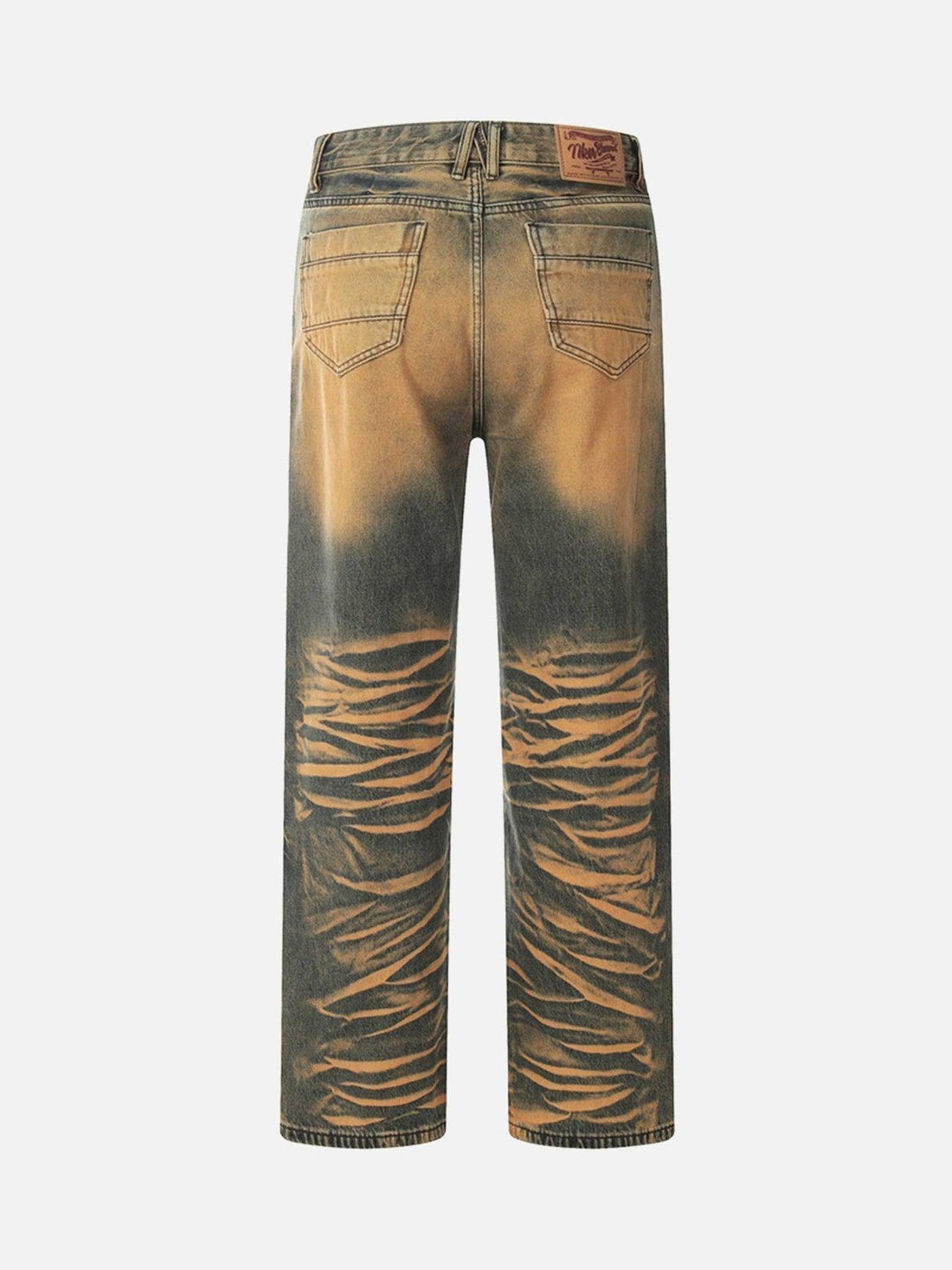 Makersluxe® - Colorblocked Airbrushed Wide Leg Jeans