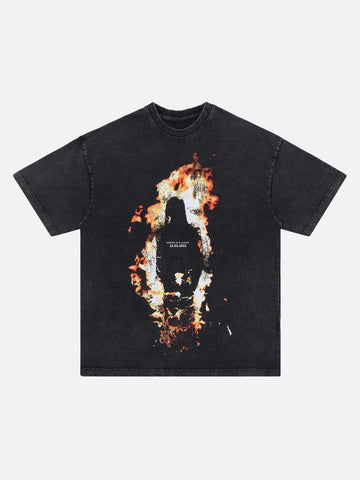 Makersluxe® - Creative Flaming Man Printed T-Shirt