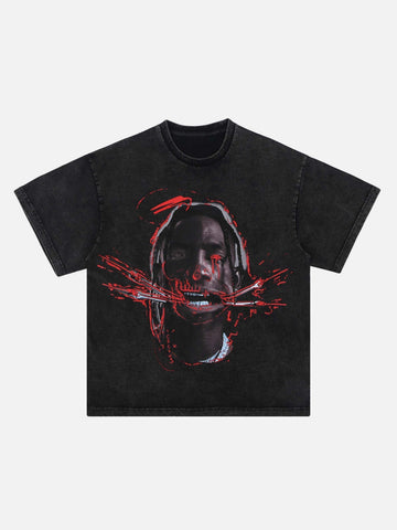 Makersluxe® - European And American Hip-hop Spoof Fun Characters Short-sleeved T-shirt -1443
