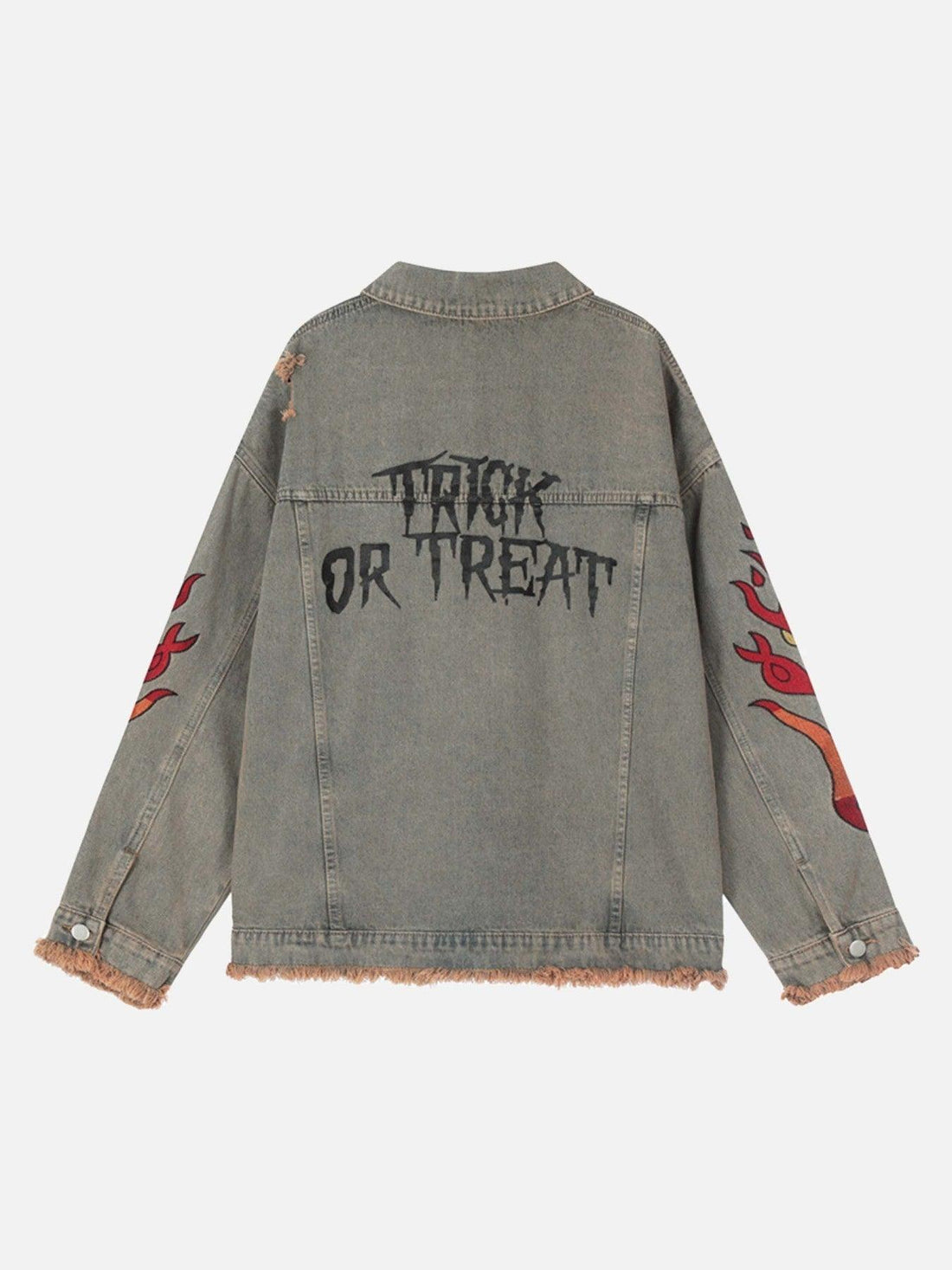 Makersluxe® - Flame Denim Embroidered Burlap Jacket - 1543