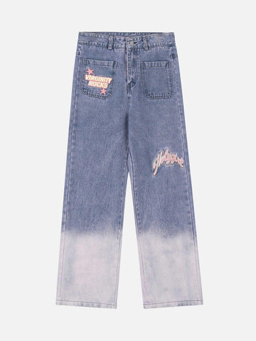 Makersluxe® - Gradient Wash Denim Straight Leg Pants