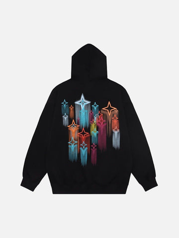 Makersluxe® - Graffiti Star Print Hooded Sweatshirt