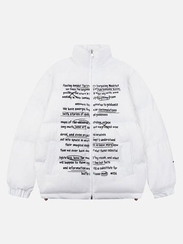 Makersluxe® - Handwritten Font Design Down Jacket