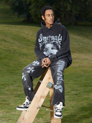 Makersluxe® - Heavy Duty Washed Jesus Graphic Hoodie - 1973