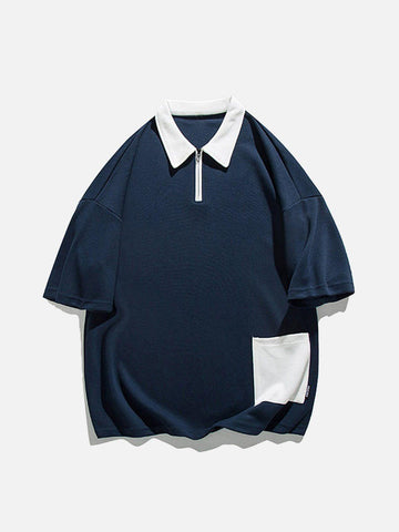 Makersluxe® - Hem Pocket Zip Up Polo Tee