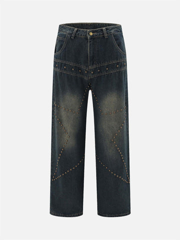 Makersluxe® - High Street American Tie Dye Star Bead Jeans
