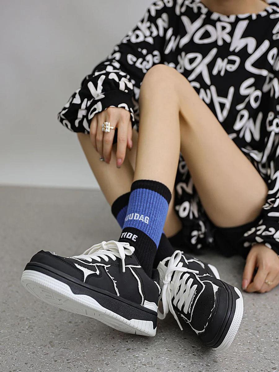 Makersluxe® - High Street Black And White Board Casual Shoes -1554