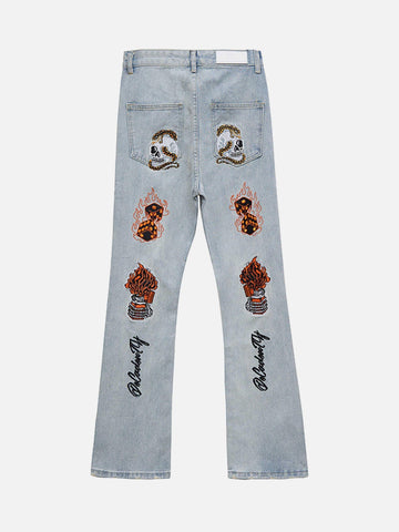 Makersluxe® - High Street Embroidery Retro Jeans - 1574
