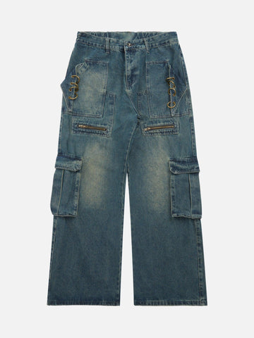 Makersluxe® - High Street Heavy Duty Design Multi-pocket Jeans