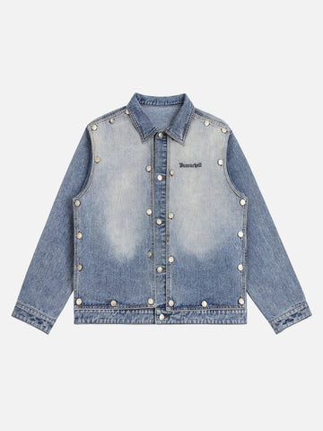 Makersluxe® - High Street Heavy Duty Distressed Washed Denim Jacket - 1975
