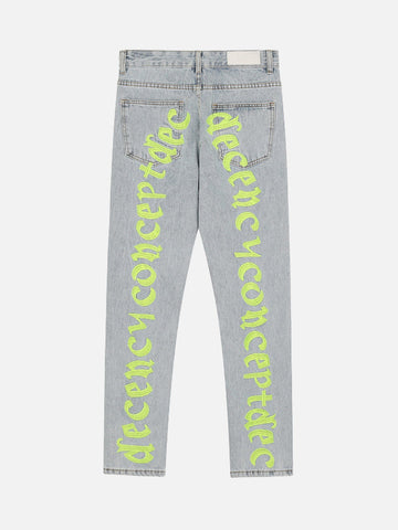 Makersluxe® - High Street Letter Embroidered Slim-Fit Skinny Jeans