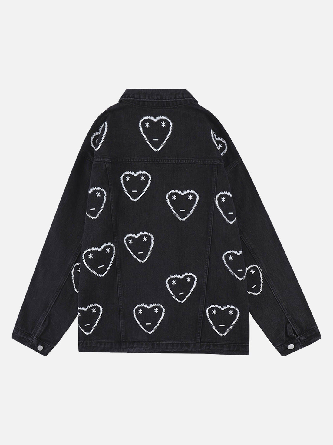 Makersluxe® - High Street Love Full Print Denim Loose Jacket