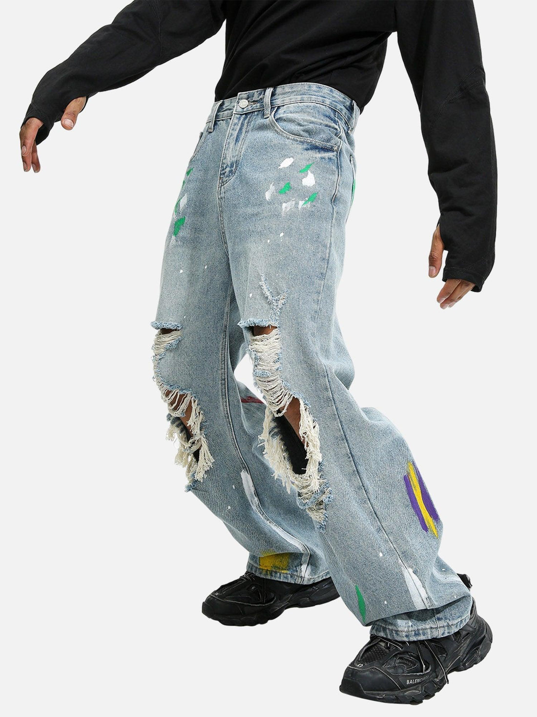 Makersluxe® - High Street Personalized Graffiti Ripped Jeans - 1955