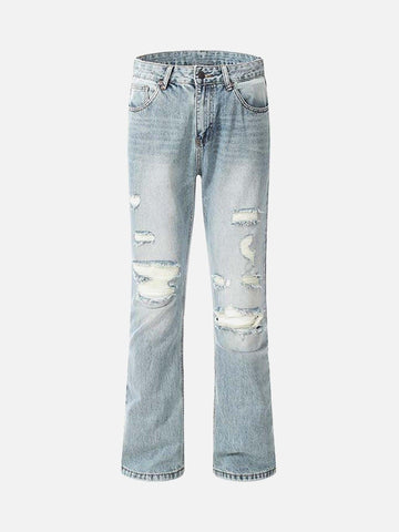 Makersluxe® - High Street Ripped Micro Flare Jeans