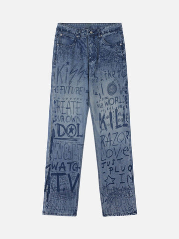 Makersluxe® - Hip-hop Graffiti Alphabet Jeans - 1743