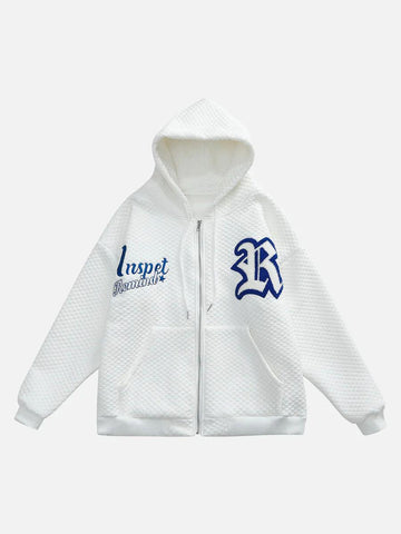Makersluxe® - Letter Embroidered Hoodie Jacket -1095