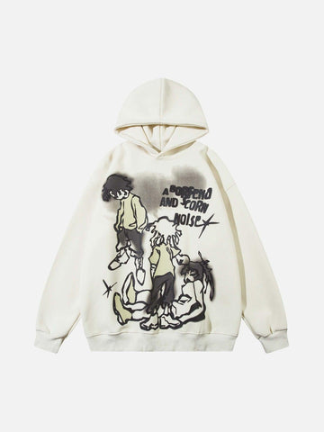 Makersluxe® - Line Character Print Hoodie