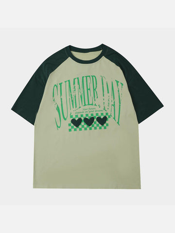 Makersluxe® - Love Heart Print Patchwork Tee