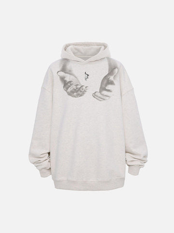 Makersluxe® - Monogram Embroidered Hand Print Hoodie - 1876