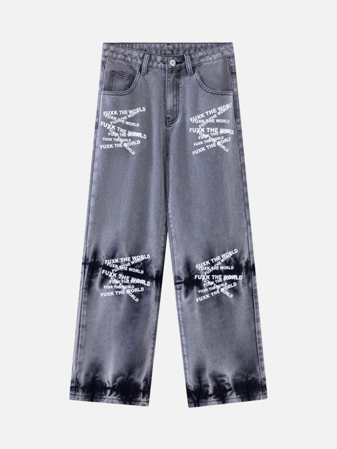 Makersluxe® - Niche Design Letter Embroidered Tie-dye Gradient Jeans