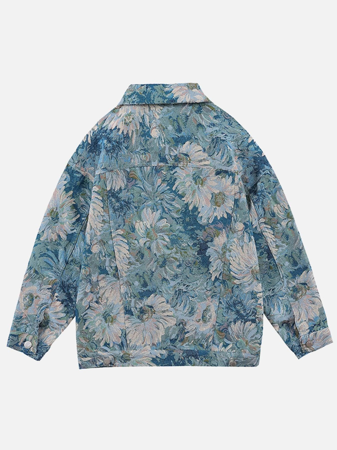 Makersluxe® - Oil Painting Jacquard Flower Denim Jacket -1286