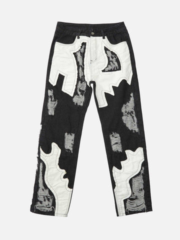 Makersluxe® - Patch Embroidered Jeans -1580