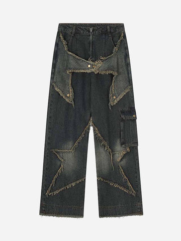 Makersluxe® - Patch Embroidered Straight-leg Jeans - 1572