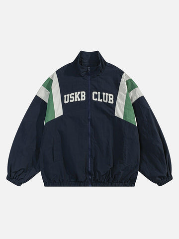 Makersluxe® - Patchwork Contrasting Windbreaker Jacket