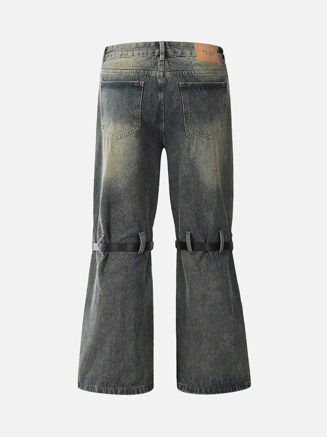 Makersluxe® - Patchwork Tie Design Micro Flare Jeans - 1678