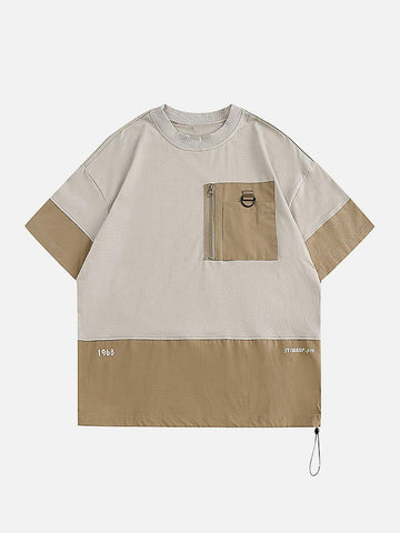 Makersluxe® - Patchwork Zip Up Pocket Tee