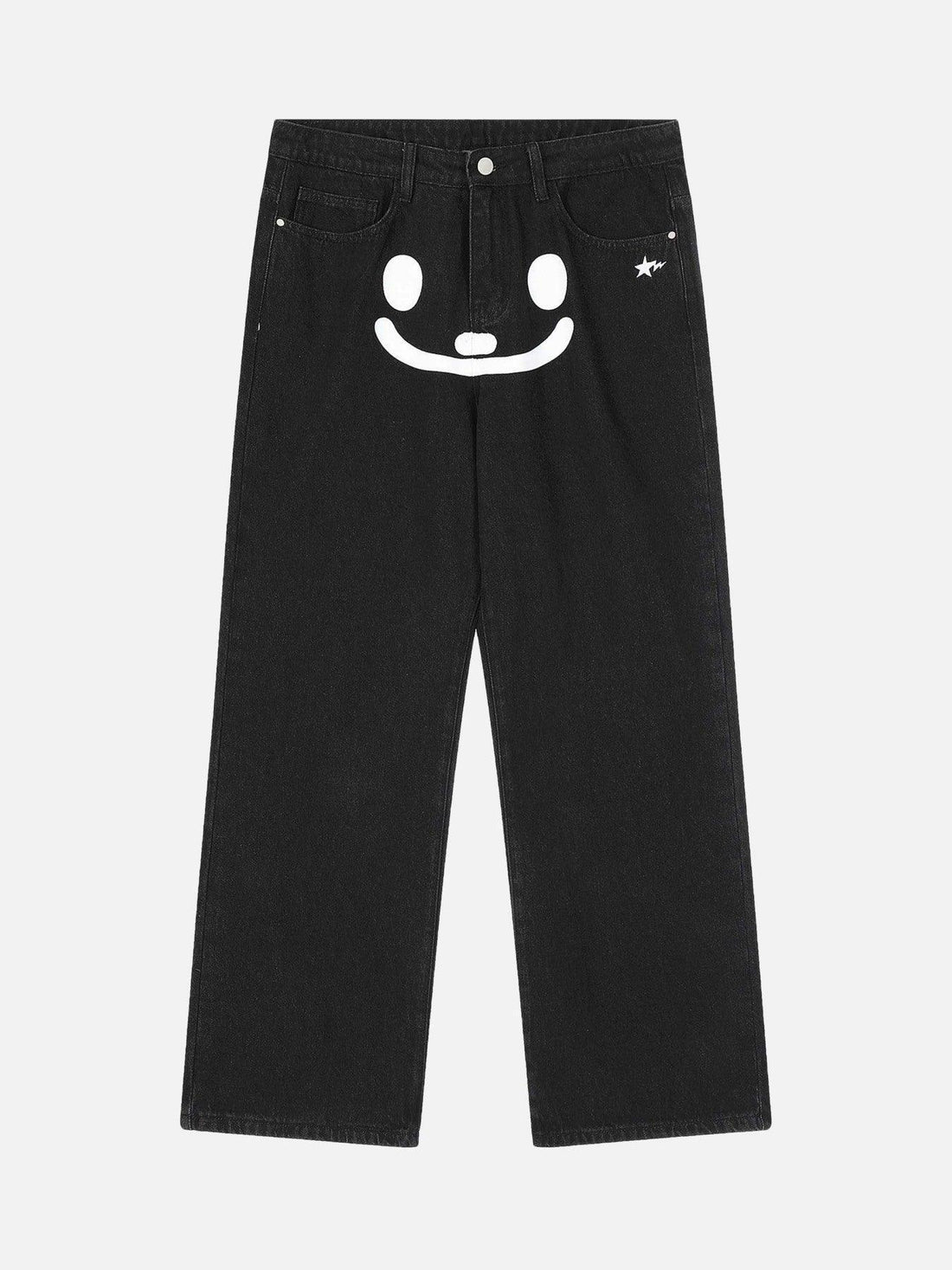 Makersluxe® - Personality Smiley Face Printed Jeans - 1978