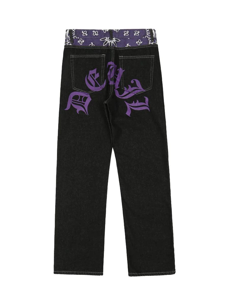 Makersluxe® - Petal Letter Baggy Jeans
