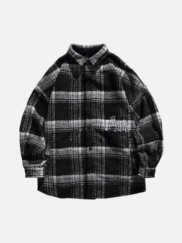 Makersluxe® - Plaid Cotton Wool Reversible Shirt Jacket