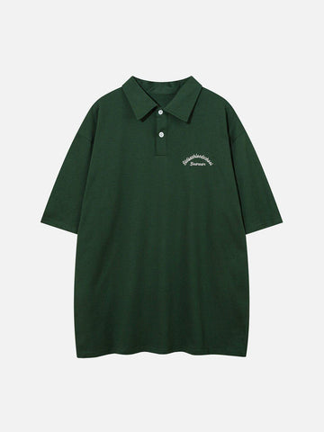 Makersluxe® - Polo Collar Flocking Print Tee