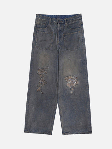 Makersluxe® - Reverse Pocket Mud Dyed Knife Cut Jeans