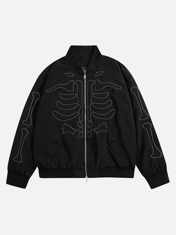 Makersluxe® - Skull Embroidered Baseball Jersey